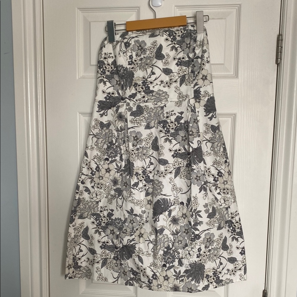 Floral grey and White Strapless dress